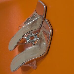 Elegant Silver Heels with Crystal Embellishment